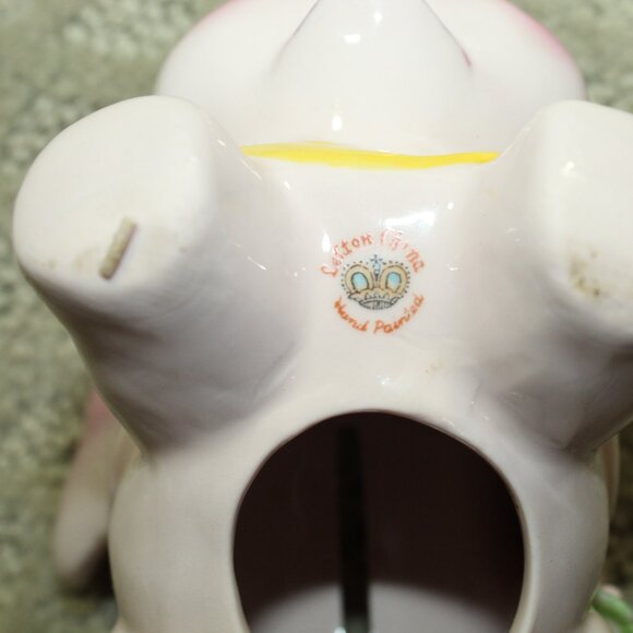 Vintage MCM Lefton China 3.5" x 5.5" Elephant Porcelain Bank (no stopper) - Picture 3 of 6